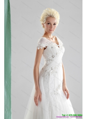 Brand New 2015 Beading and Lace Wedding Dress with Court Train