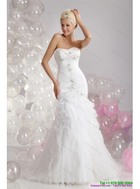 Feminine Sweetheart Wedding Dress with Appliques and Ruffles for 2015