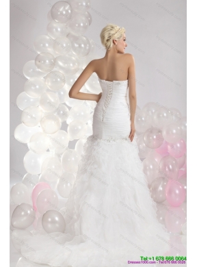 Feminine Sweetheart Wedding Dress with Appliques and Ruffles for 2015