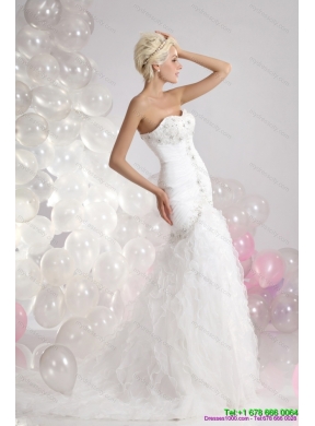 Feminine Sweetheart Wedding Dress with Appliques and Ruffles for 2015