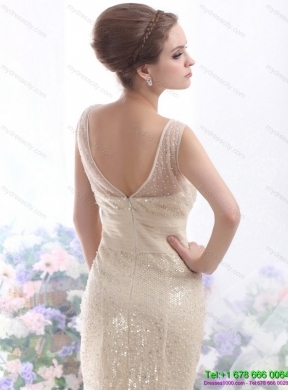 Gorgeous 2015 Beteau Champagne Wedding Dress with Sequins