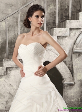 Maternity Sweetheart Ruching Wedding Dresses with Brush Train