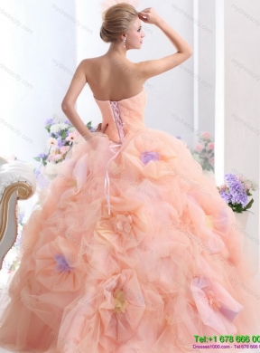 Multi Color Strapless colored Wedding Dresses with Hand Made Flower