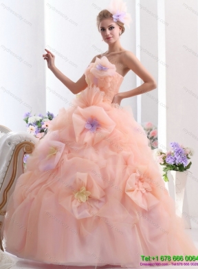 Multi Color Strapless colored Wedding Dresses with Hand Made Flower