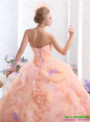 Multi Color Strapless colored Wedding Dresses with Hand Made Flower