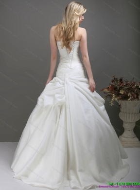 New Style Strapless Wedding Dress with Ruching and Lace for 2015