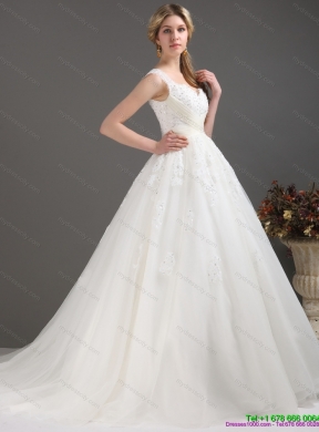 Lace Sweetheart Maternity Wedding Dresses with Brush Train