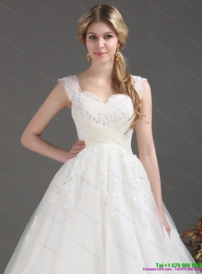 Lace Sweetheart Maternity Wedding Dresses with Brush Train