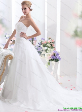 Sophisticated 2015 Sweetheart Maternity Wedding Dress with Ruching and Beading