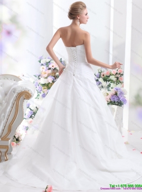 Sophisticated 2015 Sweetheart Maternity Wedding Dress with Ruching and Beading