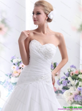 Sophisticated 2015 Sweetheart Maternity Wedding Dress with Ruching and Beading