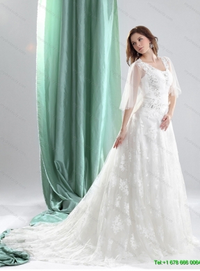 2015 Maternity A Line Wedding Dress with Beading and Lace