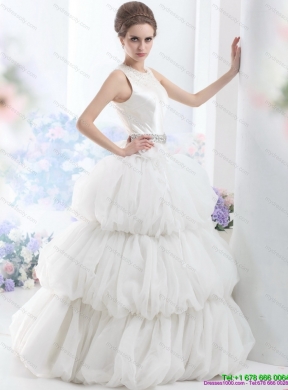 2015 Maternity Scoop Wedding Dress with Beading