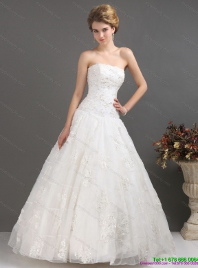 2015 Maternity Strapless Wedding Dress with Floor-length