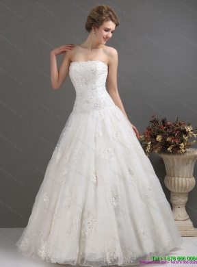 2015 Maternity Strapless Wedding Dress with Floor-length