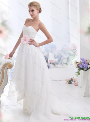 2015 Maternity Sweetheart Wedding Dress with Lace and Hand Made Flowers