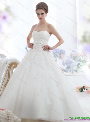 2015 Maternity Sweetheart Wedding Dress with Lace and Hand Made Flowers