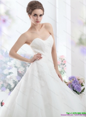 2015 Maternity Sweetheart Wedding Dress with Lace and Hand Made Flowers