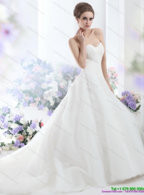 2015 Maternity Sweetheart Wedding Dress with Lace and Hand Made Flowers