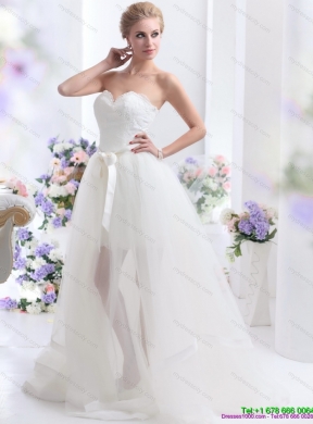 2015 Maternity Sweetheart Wedding Dress with Lace and Sash