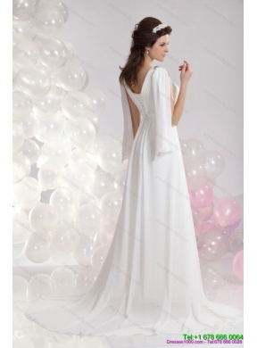 2015 Maternity V Neck Wedding Dress with Beading and Ruching