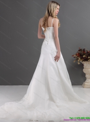 2015 The Most Popular Lace Maternity Wedding Dress with Spaghetti Straps