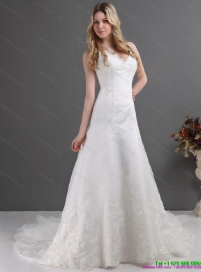 2015 The Most Popular Lace Maternity Wedding Dress with Spaghetti Straps