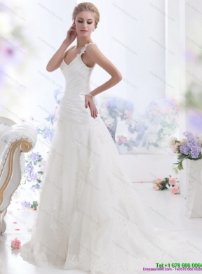 2015 The Super Hot One Shoulder Maternity Wedding Dress with Ruching and Lace