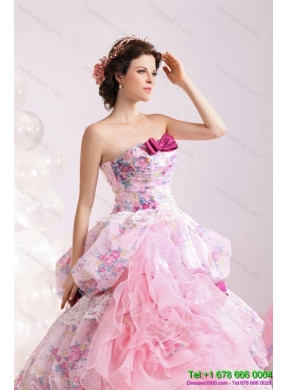 Multi Color Ball Gown Ruffles colored Wedding Dresses with Lace and Bownot