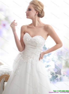 Luxurious Sweetheart Brush Train Lace Wedding Dress with Beading