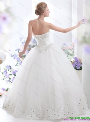 Perfect Ball Gown White 2015 Lace Wedding Dresses with Rhinestones