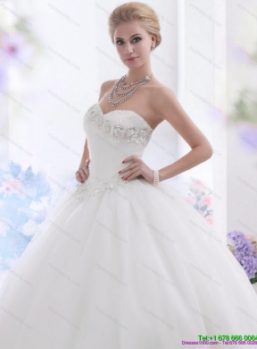 Perfect Ball Gown White 2015 Lace Wedding Dresses with Rhinestones