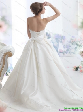 2015 Modest Sweetheart Wedding Dress with Lace and Sashes