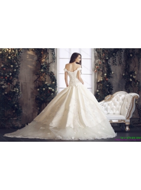 2015 The Super Hot Off The Shoulder Lace Wedding Dress with Floor Length