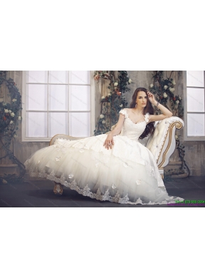 2015 The Super Hot Off The Shoulder Lace Wedding Dress with Floor Length