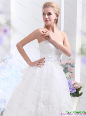 Discount White Strapless Ruffled Short Bridal Gowns with Sequins