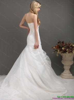 2015 Fashionable Strapless Wedding Dress with Ruching and Paillette