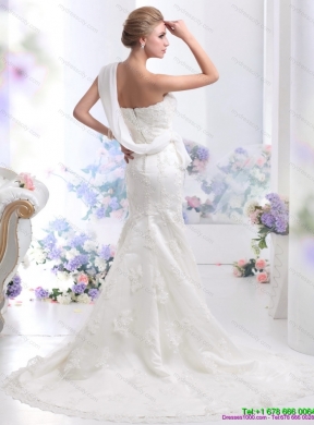 2015 Mermaid Strapless Lace White Wedding Dress