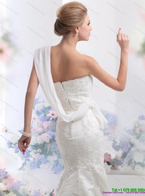 2015 Mermaid Strapless Lace White Wedding Dress