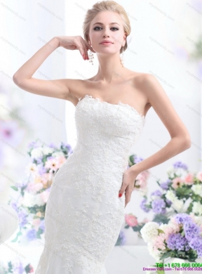 2015 New Style Strapless Mermaid Wedding Dress with Lace