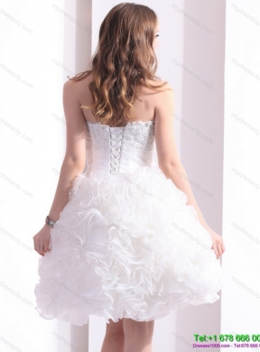 2015 Short Sweetheart Wedding Dress with Lace and Ruffles