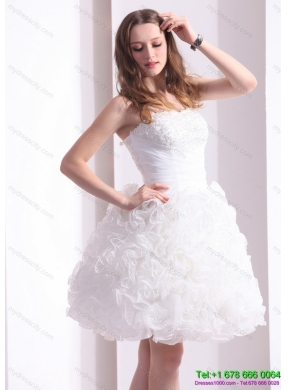 2015 Short Sweetheart Wedding Dress with Lace and Ruffles