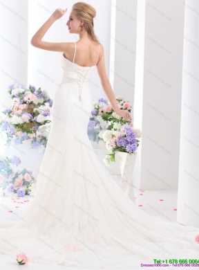 2015 Sophisticated White Wedding Dress with Lace and Bowknot