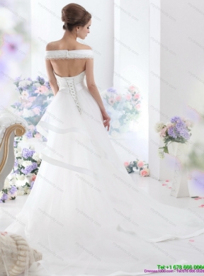 2015 The Super Hot Off the Shoulder Beading Wedding Dress