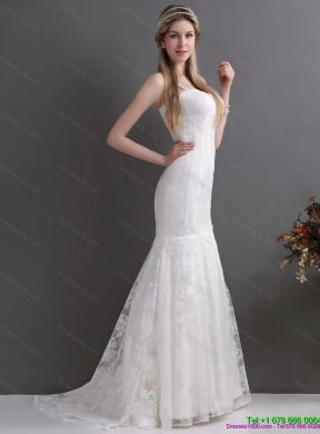 Brand New 2015 Spaghetti Straps Mermaid Wedding Dresses with Lace