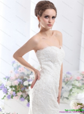 Fashionable Lace White Mermaid Wedding Dress with Brush Train for 2015