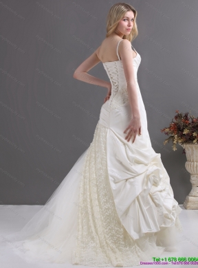 Sophisticated Wedding Dress with Ruching and Lace for 2015