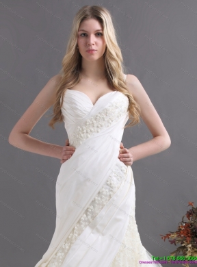 Sophisticated Wedding Dress with Ruching and Lace for 2015