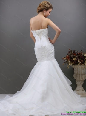 Sturning 2015 Strapless Mermaid Wedding Dress with Brush Train