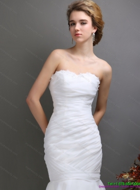 Sturning 2015 Strapless Mermaid Wedding Dress with Brush Train